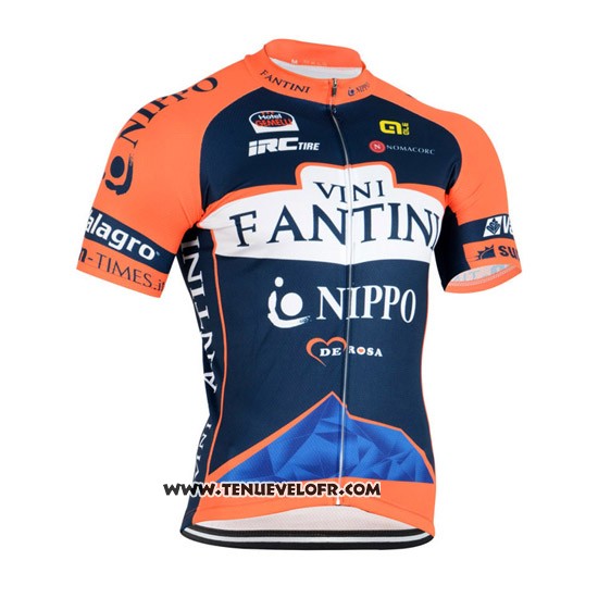 2015 Maillot Ciclismo Vini Fantini Orange et Bleu Manches Courtes et Cuissard